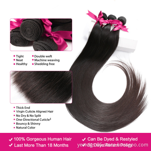 Cheap Wholesale Unprocessed Virgin Cuticle Aligned Human Hair Extensions 10A Grade Raw Straight  Indian Human Hair Weave Bundles